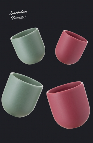 Set Cadou 4 Pahare Ceramică Novum Sãrbãtori (2 Pahare Rosii Mat 250ml, 2 Pahare Verzi Mentã Mat 250ml) [2]