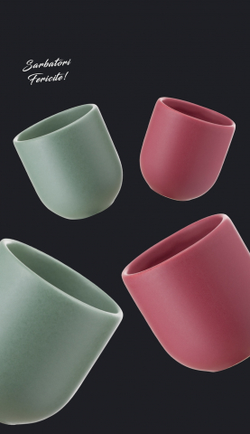 Set Cadou 4 Pahare Ceramică Novum Sãrbãtori (2 Pahare Rosii Mat 250ml, 2 Pahare Verzi Mentã Mat 250ml) [3]