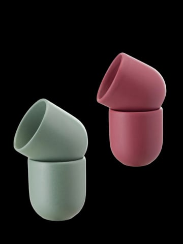 Set Cadou 4 Pahare Ceramică Novum Sãrbãtori (2 Pahare Rosii Mat 250ml, 2 Pahare Verzi Mentã Mat 250ml)