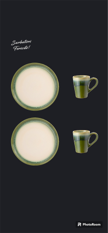 Set Cadou Ceramică Infinity Green (2 Farfurii Mari 25cm, 2 Cãni 300ml) Exceptional [6]