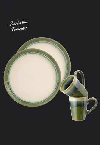 Set Cadou Ceramică Infinity Green (2 Farfurii Mari 25cm, 2 Cãni 300ml) Exceptional [0]