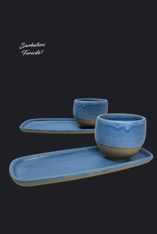 Set Cadou Heritage Albastru Oslo Cafea (2 Pahare Heritage 300ml + 2 Platouri Heritage lungime 22,5cm, lățime 10cm) [2]