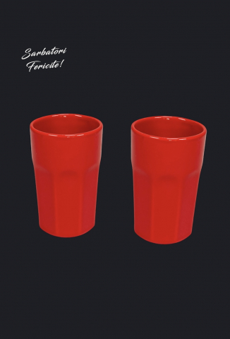 Set Cadou Vulcano Sãrbãtori 4 piese ( 2 Farfurii Vulcano 20 cm, 2 Pahare Rosii 330ml) [2]