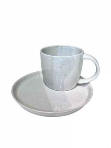 Căni & Cești - Set Cafea Canã și Farfurie Artizan Gri (1 canã 450ml, 1 farfurie 20cm)
