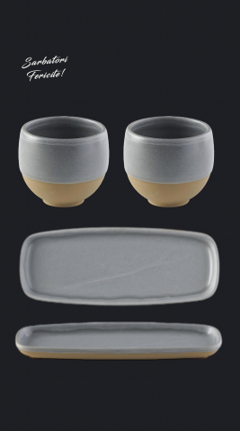 Set Cadou Heritage Gri Cafea (2 Pahare Heritage 300ml + 2 Platouri Heritage lungime 22,5cm, lățime 10cm) [2]