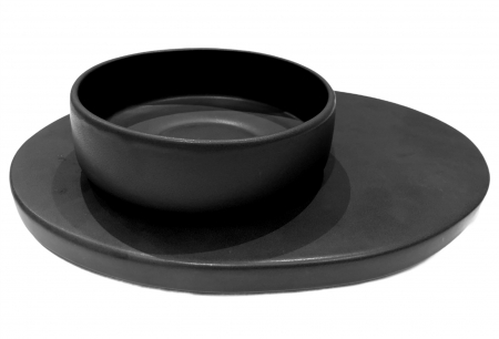 Set 48 Piese Sushi Vulcano ( 24 Platouri Sushi + 24 Boluri Vulcano) Glazura Negru Mat Carbon [2]