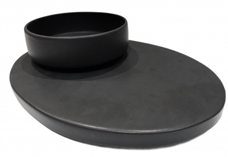 Set 48 Piese Sushi Vulcano ( 24 Platouri Sushi + 24 Boluri Vulcano) Glazura Negru Mat Carbon [4]