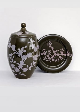 OUTLET -60% - Set Vazã + Platou Flora (Maro Olive)