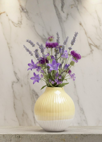 Obiecte Decorative - Vaza galbena cu baza glazura granit (micã 11,5cm)