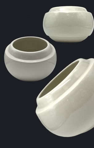 Vaza / Ghiveci Alb-Olive (20cm diametru, 14cm inaltime) [2]