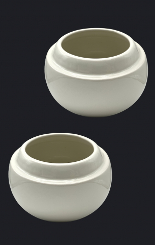 Vaza / Ghiveci Alb-Olive (20cm diametru, 14cm inaltime) [4]