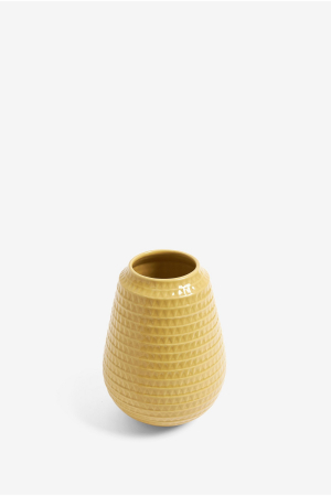 Vază Medie Vivo Galbena din Ceramica cu Model in Relief Galben-Ocru [1]