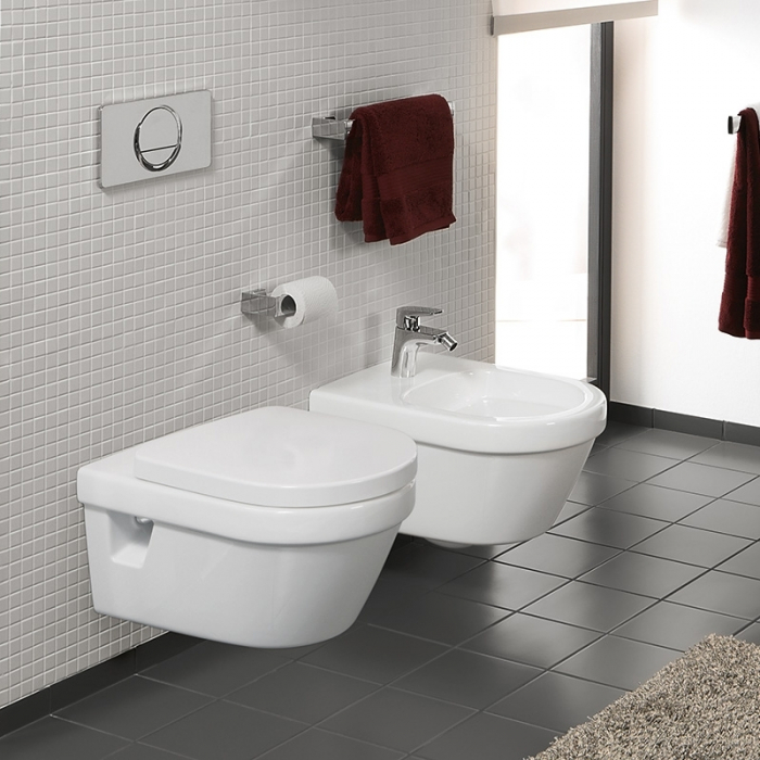 Set vas WC suspendat Villeroy & Boch, Architectura, rotund, cu capac soft close,quick release alb alpin [4]