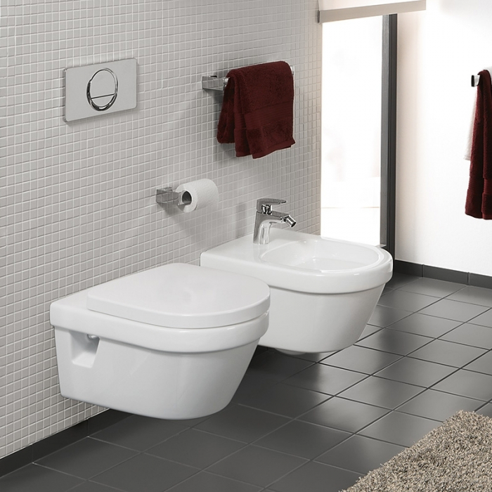 Set vas WC suspendat Villeroy & Boch, Architectura, cu capac soft close, quick release, alb alpin rotund, direct flush [4]