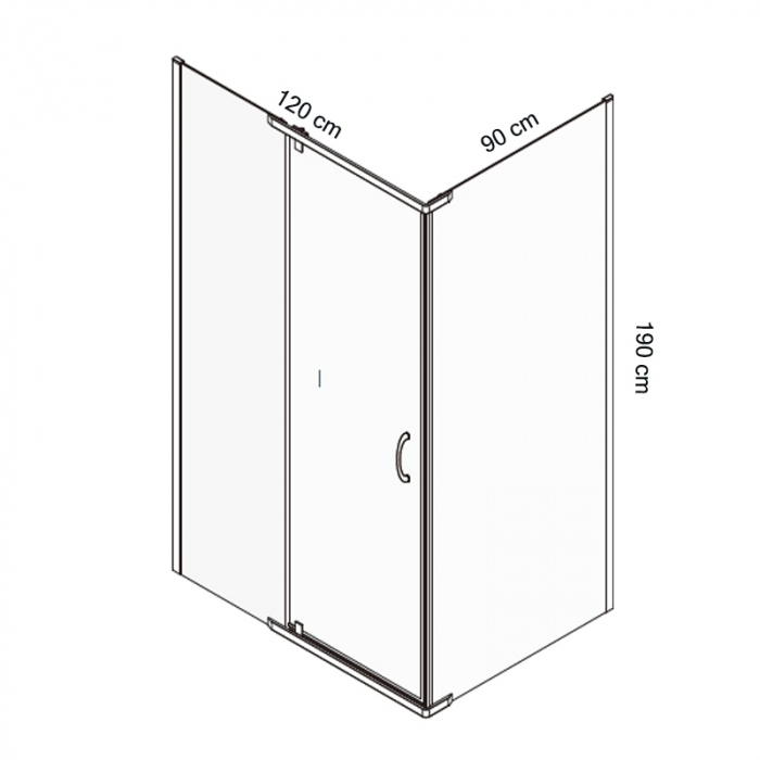 Cabina de dus Mediterraneo, Catania 120x90, cu usa batanta si perete lateral fix [2]