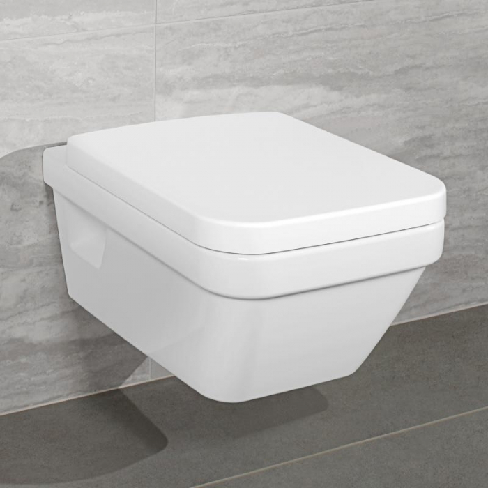 Set vas WC suspendat Villeroy & Boch, Architectura, direct flush, dreptunghiular, cu capac soft close, quick release, alb [3]