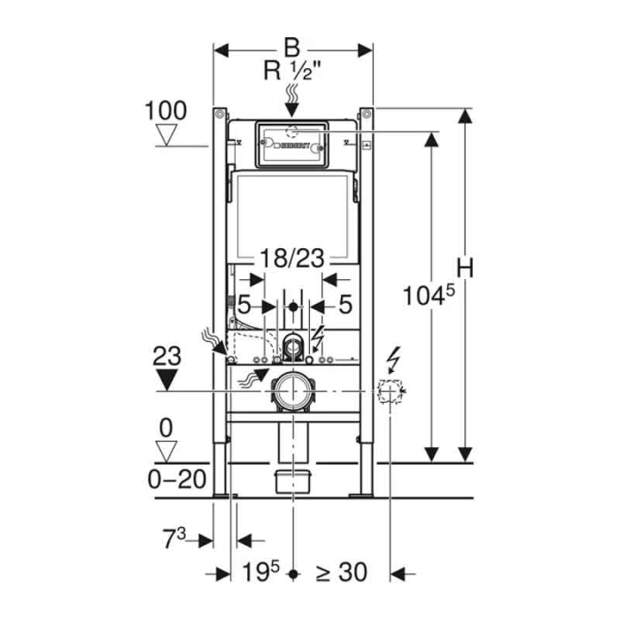 Rama Geberit Duofix, pentru WC suspendat, cu rezervor incastrat Delta 12cm [2]