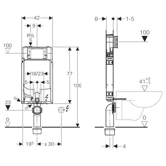 Rama Geberit, Kombifix, pentru vas wc suspendat,109 cm, cu rezervor incastrat Sigma 8 cm [2]