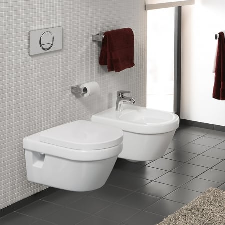 Set vas WC suspendat Villeroy & Boch, Architectura, rotund, cu capac soft close,quick release alb alpin [3]