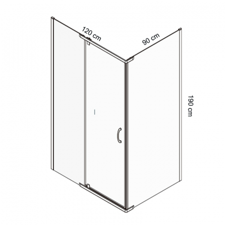 Cabina de dus Mediterraneo, Catania 120x90, cu usa batanta si perete lateral fix [1]
