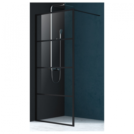 OBIECTE SANITARE - Paravan de dus, Walk-in, Mediterraneo, Black 4, 90 x 200, negru
