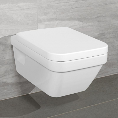 Set vas WC suspendat Villeroy & Boch, Architectura, direct flush, dreptunghiular, cu capac soft close, quick release, alb [2]
