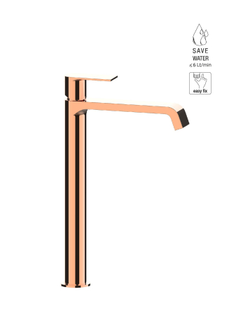 TOLOMEO - Baterie lavoar cu monocomandă versiune înaltă, fără scurgere