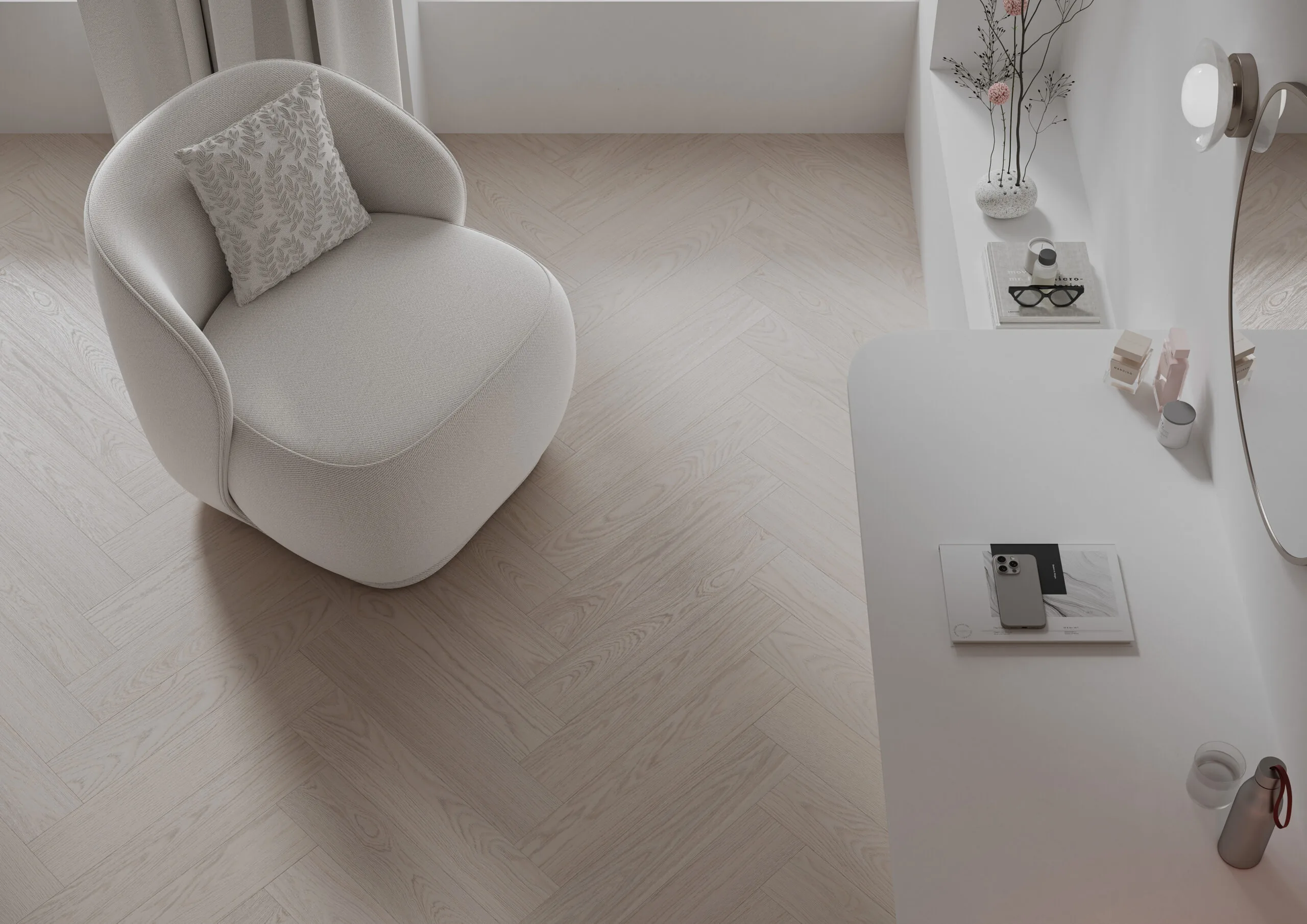P A R  C H E T - PARCHET SPC Stejar Silk Herringbone  (cu substrat integrat)
