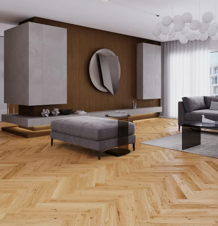 LEMN 100% TRIPLUSTRATIFICAT - Parchet Stejar Bright Herringbone 110