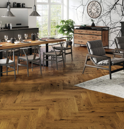 LEMN 100% TRIPLUSTRATIFICAT - Parchet Stejar Brown Sugar Herringbone 130