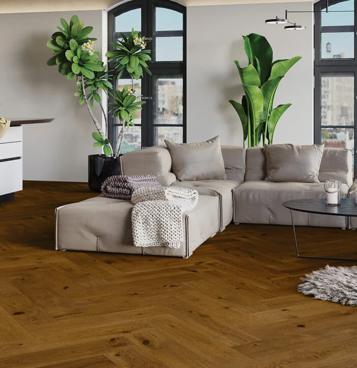 LEMN 100% TRIPLUSTRATIFICAT - Parchet Stejar Brown Sugar Herringbone 180