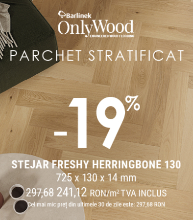 LEMN 100% TRIPLUSTRATIFICAT - PARCHET STEJAR FESHY HERRINGBONE 130