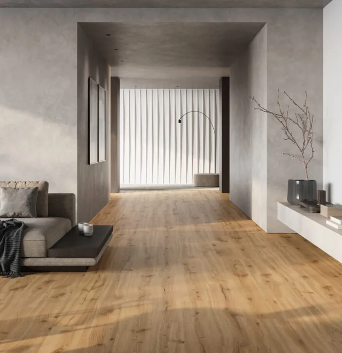SPC - STONE POLYMER COMPOSITE - Parchet vinil SPC Stejar Amber (cu substrat integrat)