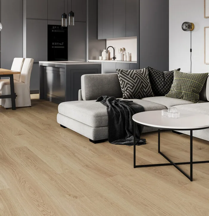 SPC - STONE POLYMER COMPOSITE - Parchet vinil SPC Stejar Flax (cu substrat integrat)