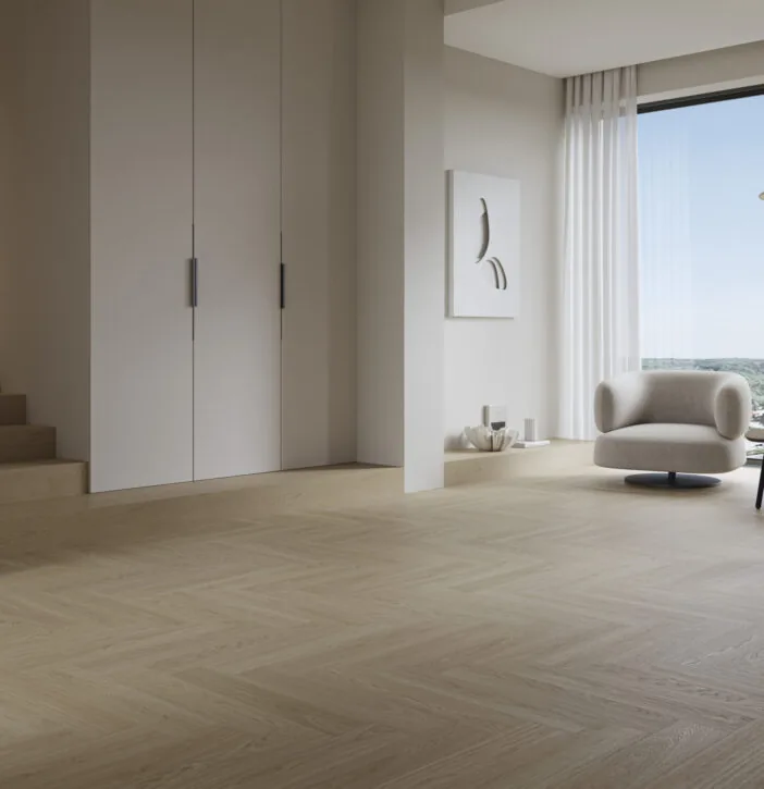 SPC - STONE POLYMER COMPOSITE - Parchet vinil SPC Stejar Flax Herringbone (cu substrat integrat)