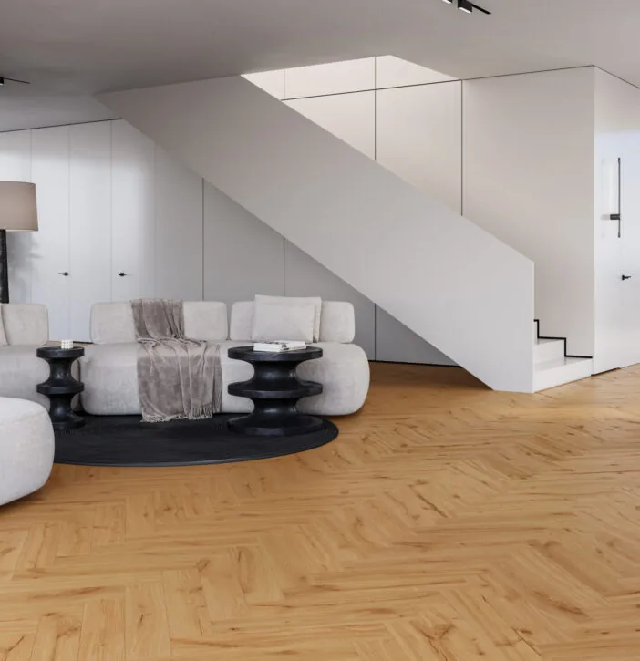 SPC - STONE POLYMER COMPOSITE - Parchet vinil SPC Stejar Ginger Herringbone (cu substrat integrat)