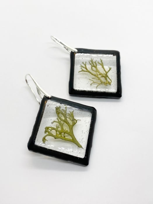 Cercei cu licheni si agatatoare din argint- Cercei Handmade [9]