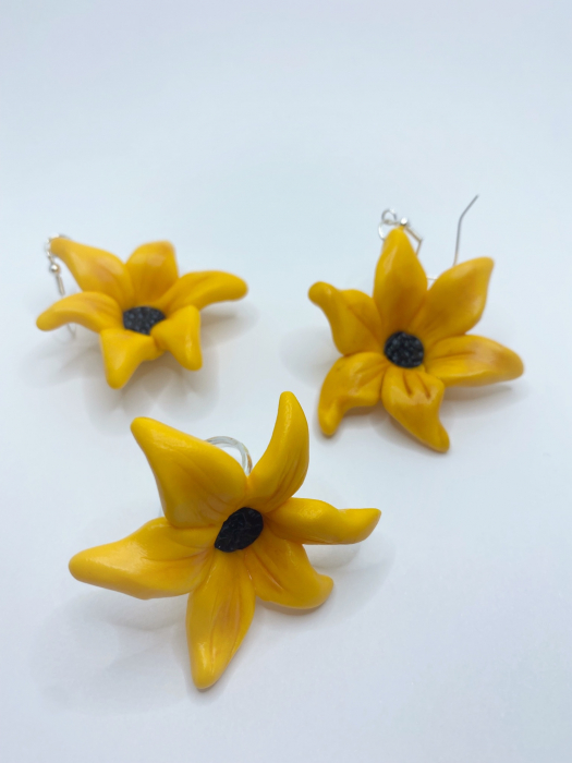 Set de bijuterii handmade cu floarea soarelui [3]