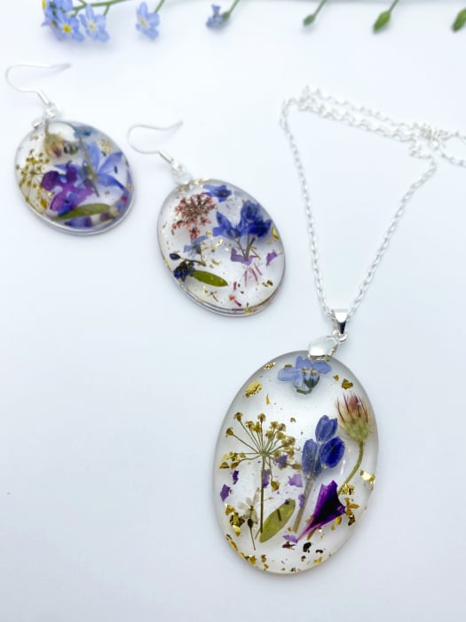 Set de bijuterii din argint cu flori colorate - Set bijuterii handmade [2]