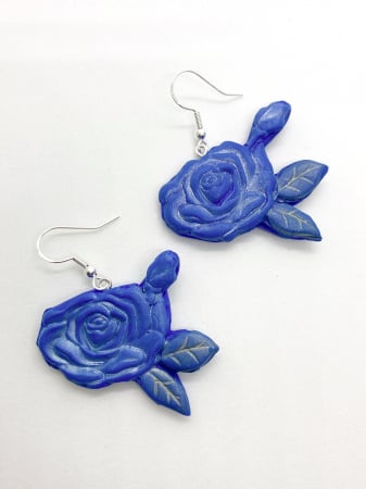 Cercei cu trandafiri albastri - handmade [0]