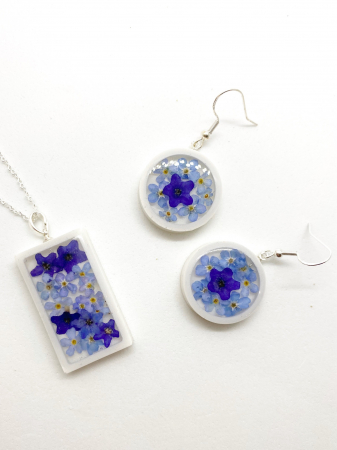 Set de bijuterii cu flori albastre - Set bijuterii handmade [4]