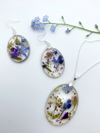 Set de bijuterii din argint cu flori colorate - Set bijuterii handmade [0]