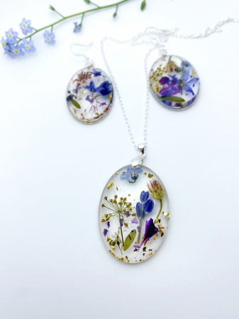 Set de bijuterii din argint cu flori colorate - Set bijuterii handmade [3]