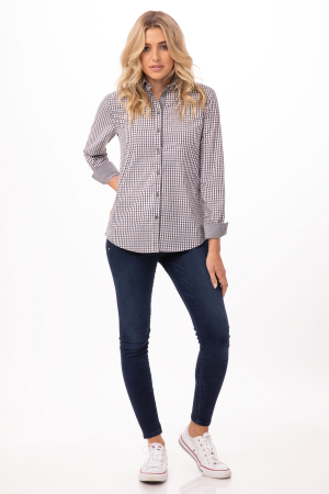 Camasi dama horeca - Cămașă modernă de damă cu mâneci lungi Gingham