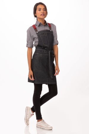Urban - Sort scurt cu pieptar denim