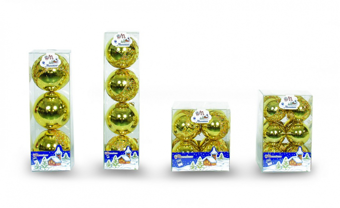 Set 3 globuri 80mm aurii decor glitter auriu [1]