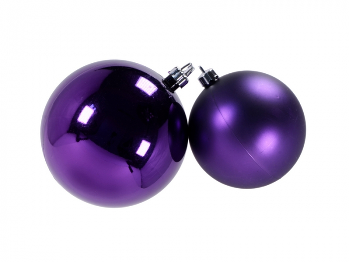 Set 2 globuri de Craciun 100mm metalizat si satinat violet [1]