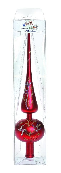 Varf de brad 30cm satinat rosu decor Tatuaj din cristale colorate [1]