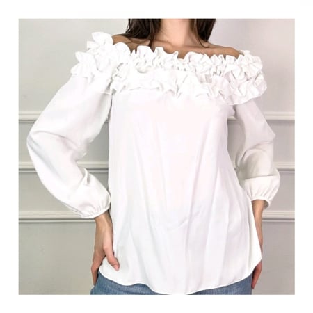 Bluze - Bluza cu volan umeri