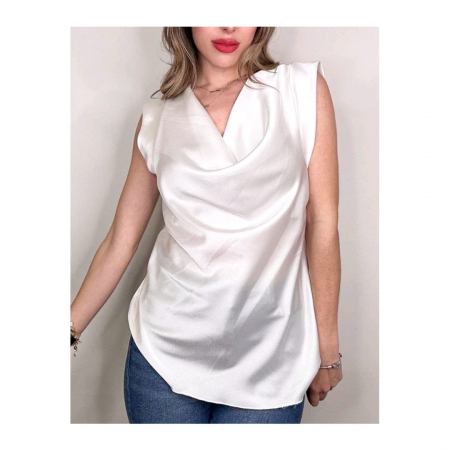 Casual outfit - Bluza guler cazut satin